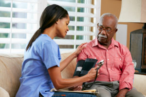 Home health care worker and patient 